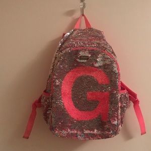 Justice Backpack letter “G” sequin